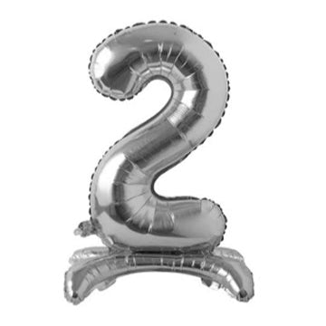 34" Standing Number Balloon - Silver