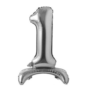 34" Standing Number Balloon - Silver