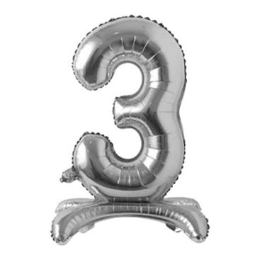 34" Standing Number Balloon - Silver