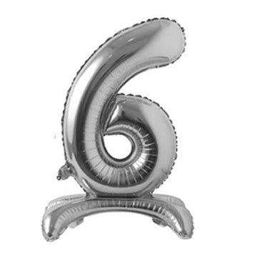 34" Standing Number Balloon - Silver