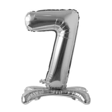 34" Standing Number Balloon - Silver