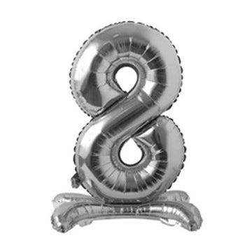 34" Standing Number Balloon - Silver