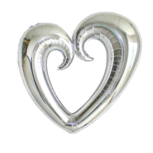 36" Hollow Hook Heart - Silver (3ct)
