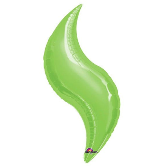 36" LIME CURVE Foil Balloon - Package of 3 Helium or Air Fill - Valved
