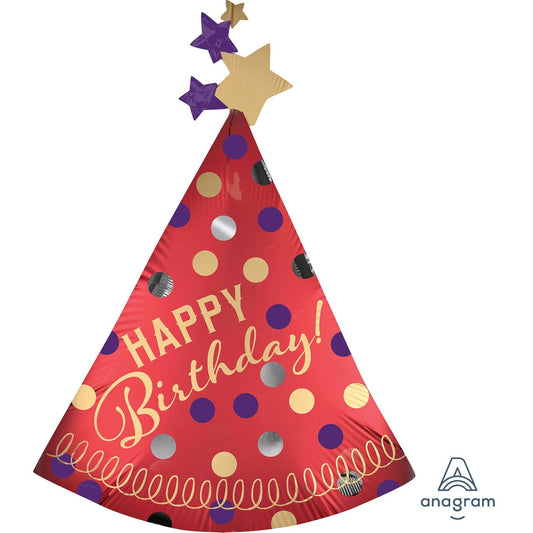 36" Red Satin Birthday Party Hat (5ct)