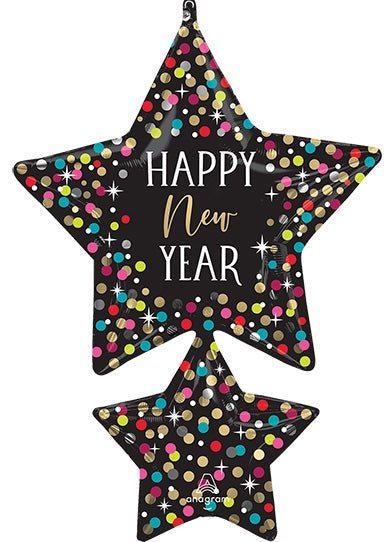 37" New Year Colorful Confetti Stars