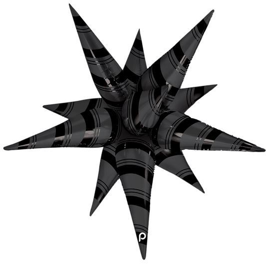 40" Black Matte & Shiny Stripes Starburst