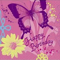 5" Beverage Napkins - Butterfly Happy Birthday (16ct)