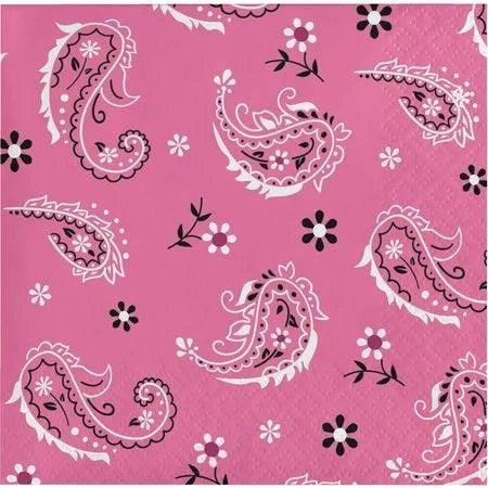 5" Beverage Napkins - Pink Bandana Cowboy (16ct)