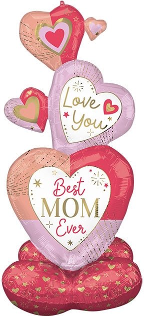 55" AirLoonz - Cutout Mom Stacked Hearts