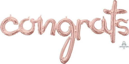 56" CONGRATS - SCRIPT Phrase Rose Gold (PKG) - Air - fill Valved