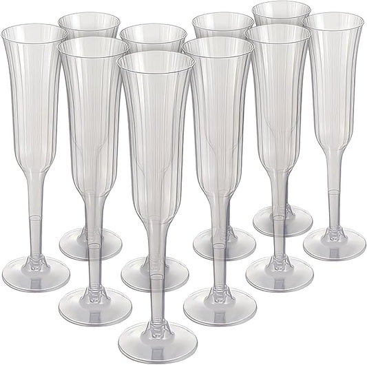 5oz Plastic - Fluted Champagne Glasses (10ct)