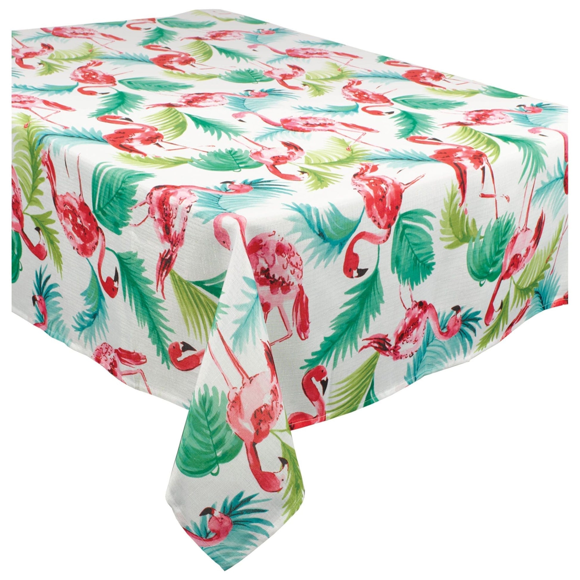 60" x 104" Fabric Tablecloth - Flamingo and Palm Leaves