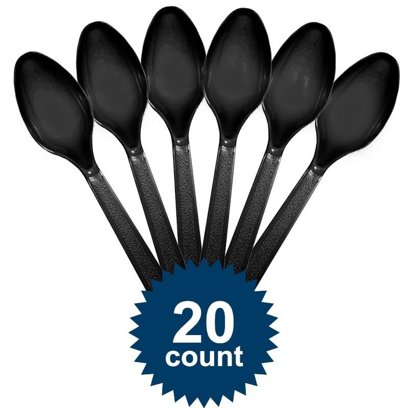 Plastic Spoons - Black (20ct) - Amscan