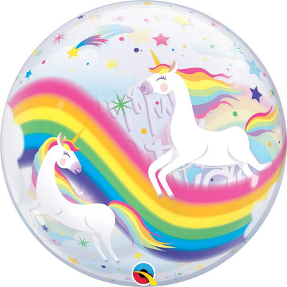 22" Bubble Balloon -Birthday Rainbow Unicorns - Qualatex