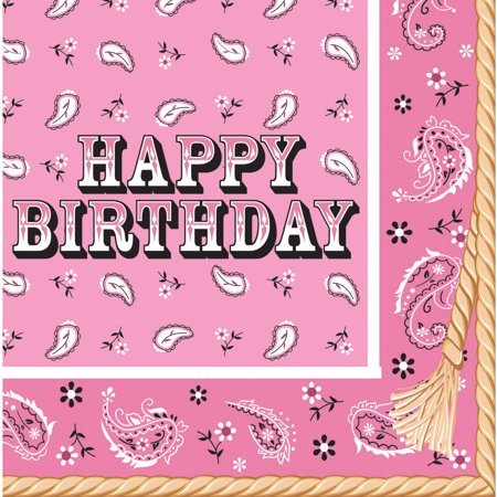 6.5" Lunch Napkins - Pink Bandana Cowgirl (16ct)