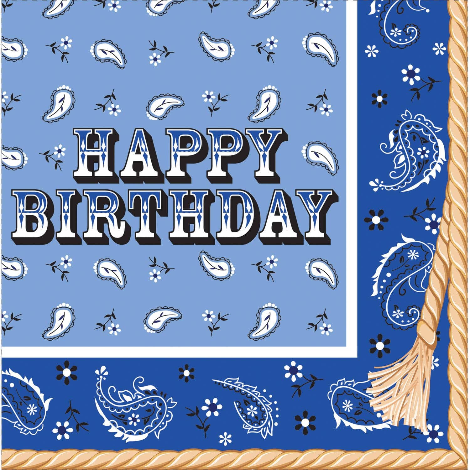6.5" Luncheon Napkins - Blue Bandana Cowboy (16ct)