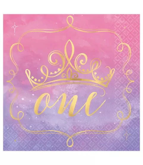 6.5" Luncheon Napkins - Disney Princess Once Upon A Time 1st Birthday (16ct)