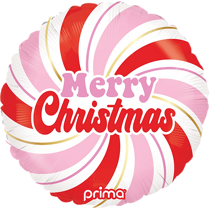 Prima 18" Round Merry Christmas Pink & Red Swirl