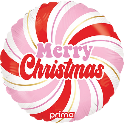 Prima 18" Round Merry Christmas Pink & Red Swirl