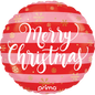 Prima 18" Round Merry Christmas Pink & Red Stripes