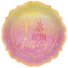 7" Paper Plates - Disney Princess Once Upon a Time 1st Birthday (8ct)