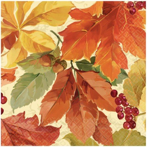 8" Luncheon Napkins - Elegant Leaves (16ct)