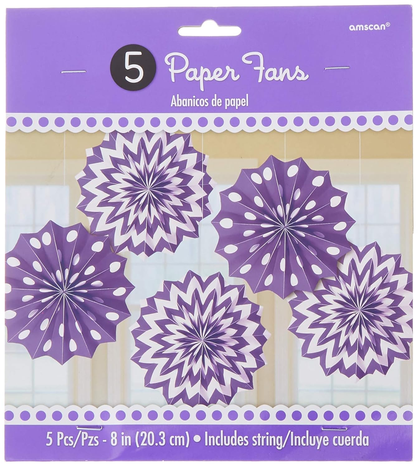 5 abanicos de papel, azul real n.º 298901.105 - Amscan