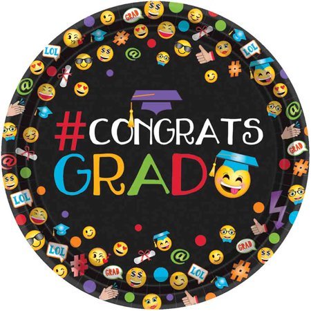 9" Congrats Grad Emoji Luncheon Plates 60ct - Amscan