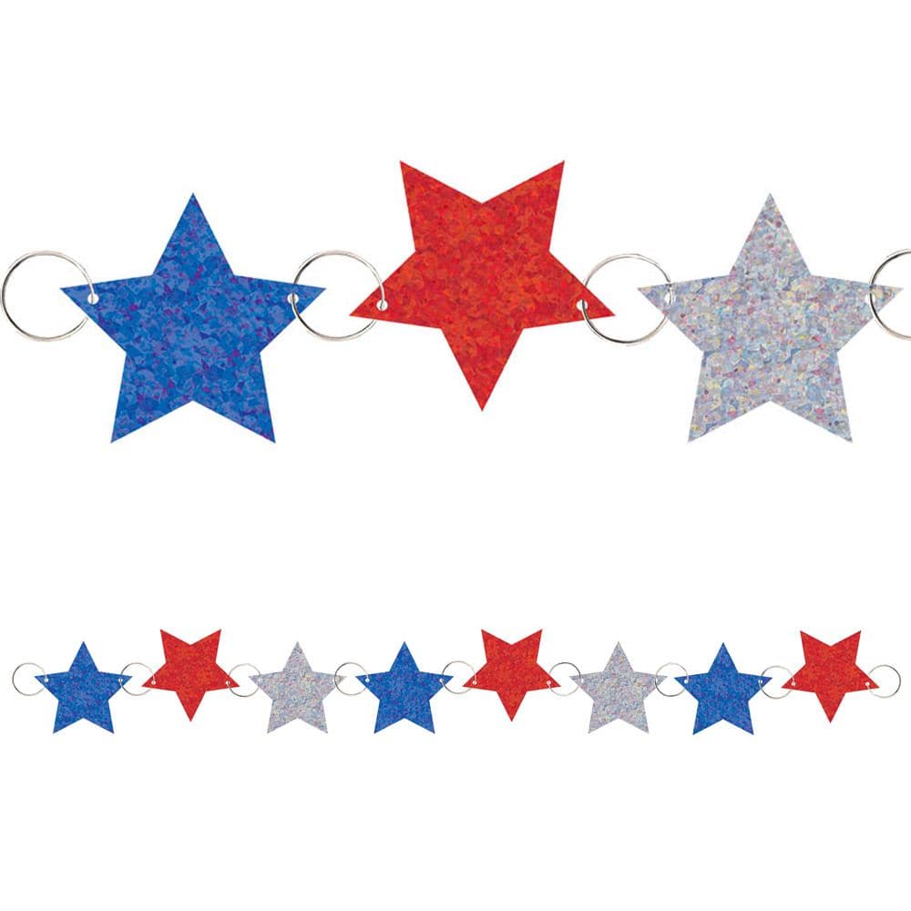 9' Garland - Patriotic Prismatic Stars