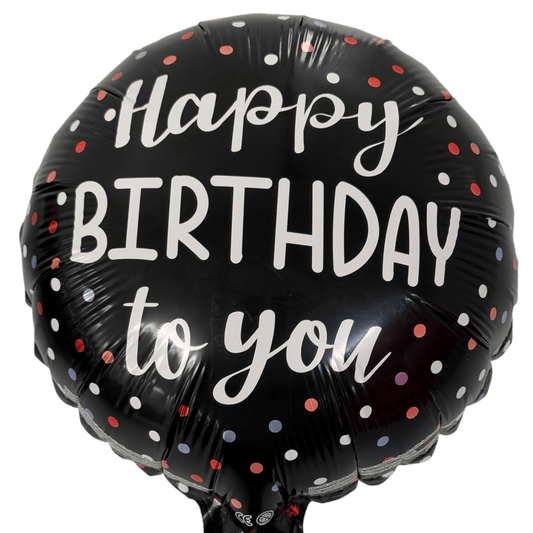 9" Happy Birthday Black Polka Dot (100 Count)