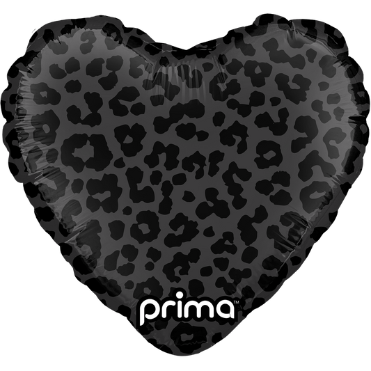 9" Heart Black Shiny & Matte Leopard Print (6pc)