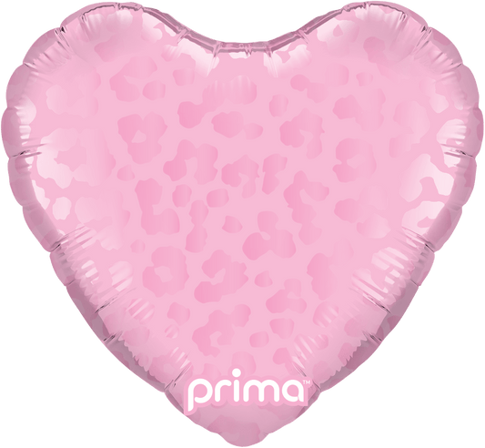 9" Heart Light Pink Matte & Shiny Leopard Print