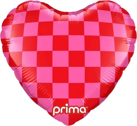 9" Heart Red & Pink Checker