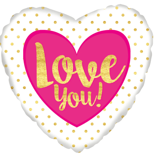 9" I Love You - Pink and Gold - CTI Balloons