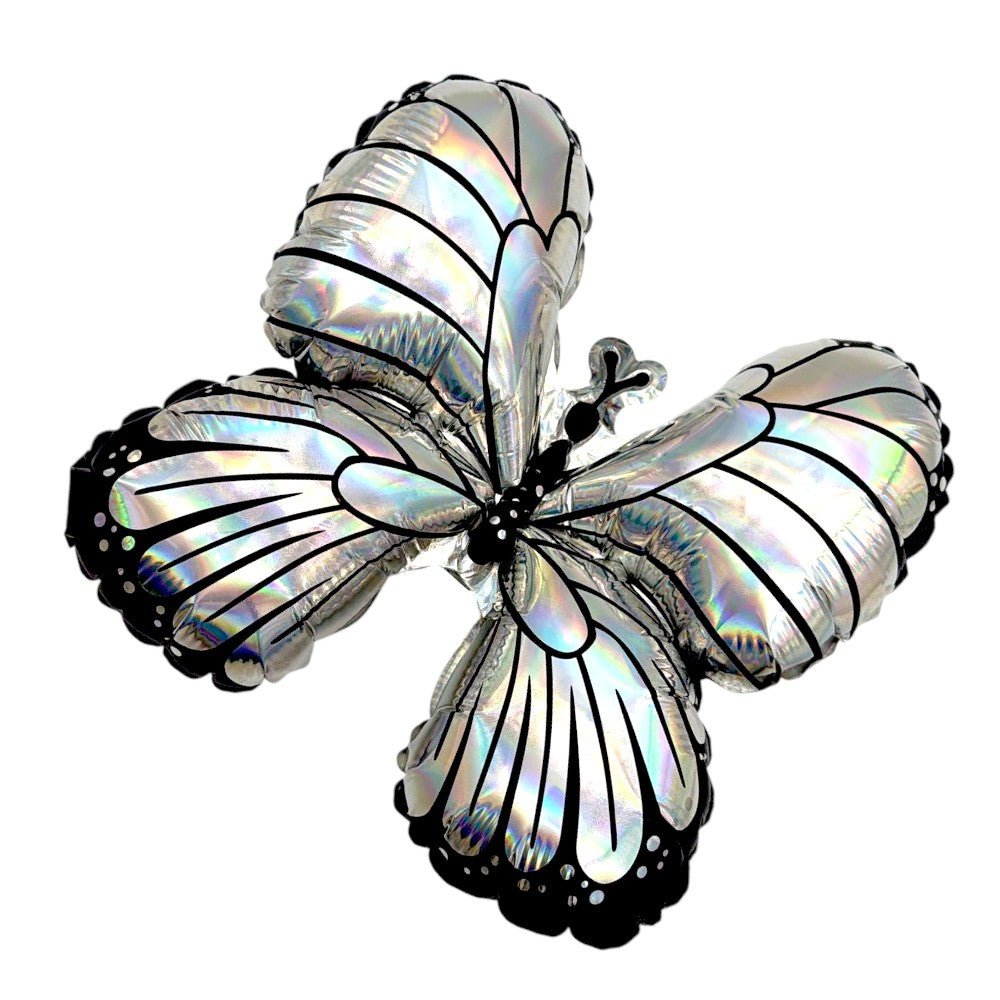 9" Iridescent Butterfly - Black & Silver - 5ct  - Party America
