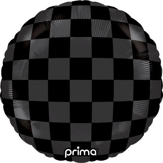 9" Round Black Shiny & Matte Checker Print (6pc)