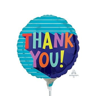 9" THANK YOU Fun Type - Foil Balloon - Air Fill & Heat Seal ONLY - Pack of 25