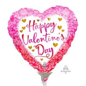 9in HVD Watercolors DAMASK - Foil Balloon (PK25) - Air Fill & Heat Seal ONLY