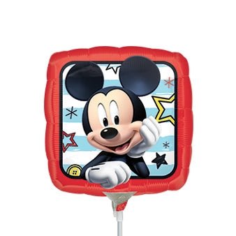 9in MICKEY Roadster - 2 unique sides - Square Foil Balloon **Air Fill, Heat Seal**