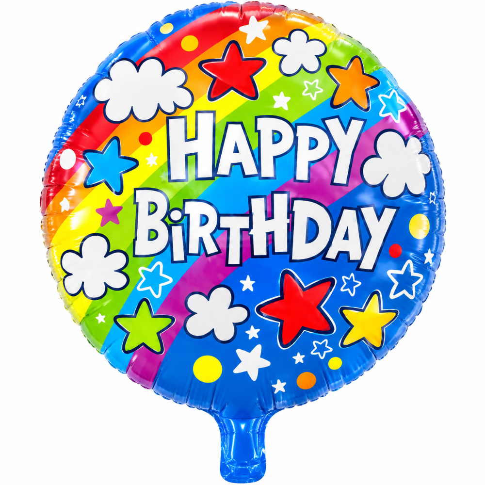 18" Happy Birthday Rainbow & Stars (20ct) - Party America