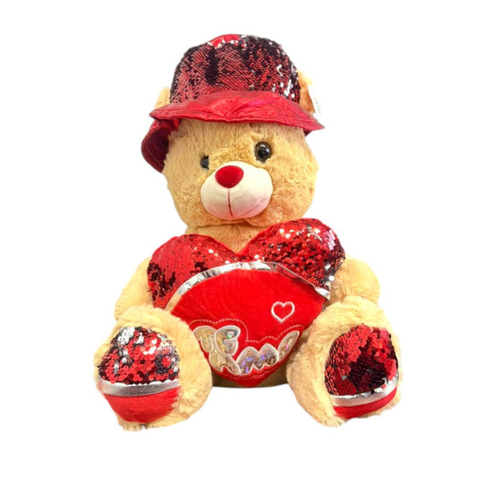 Oso de peluche de 12" marrón claro y rojo - Te Amo