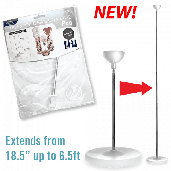 6.5' Telescopic Balloon Base Pro - Silver Rainbow
