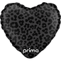 9" Heart Black Shiny & Matte Leopard Print