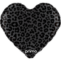 18" Heart Black Shiny & Matte Leopard Print