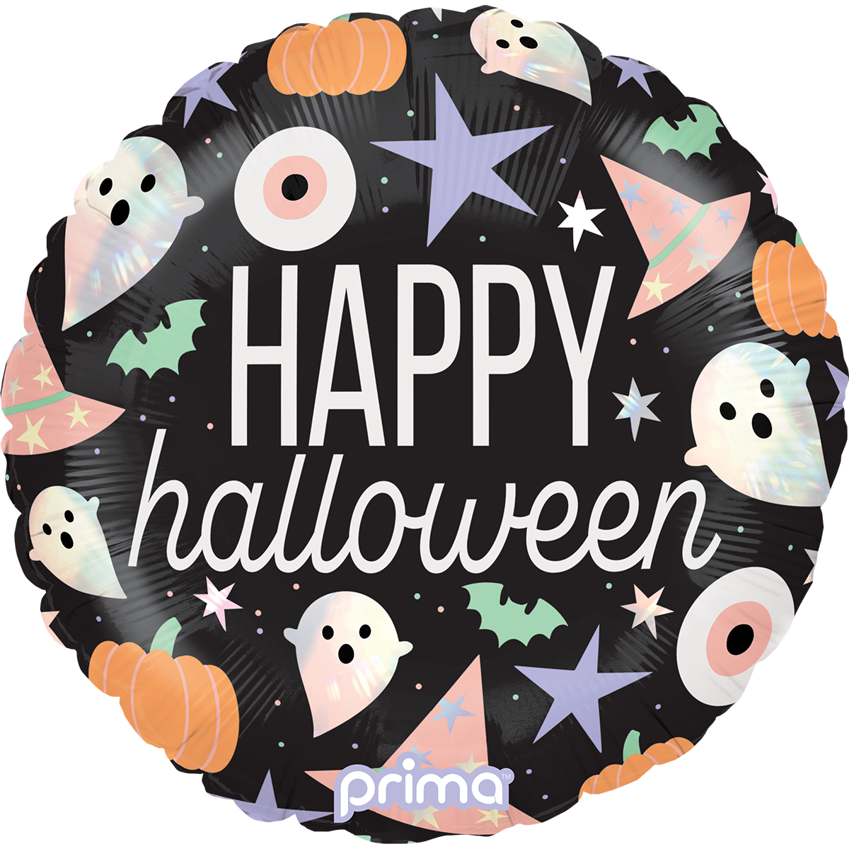 18" Round Happy Halloween Holographic Icons