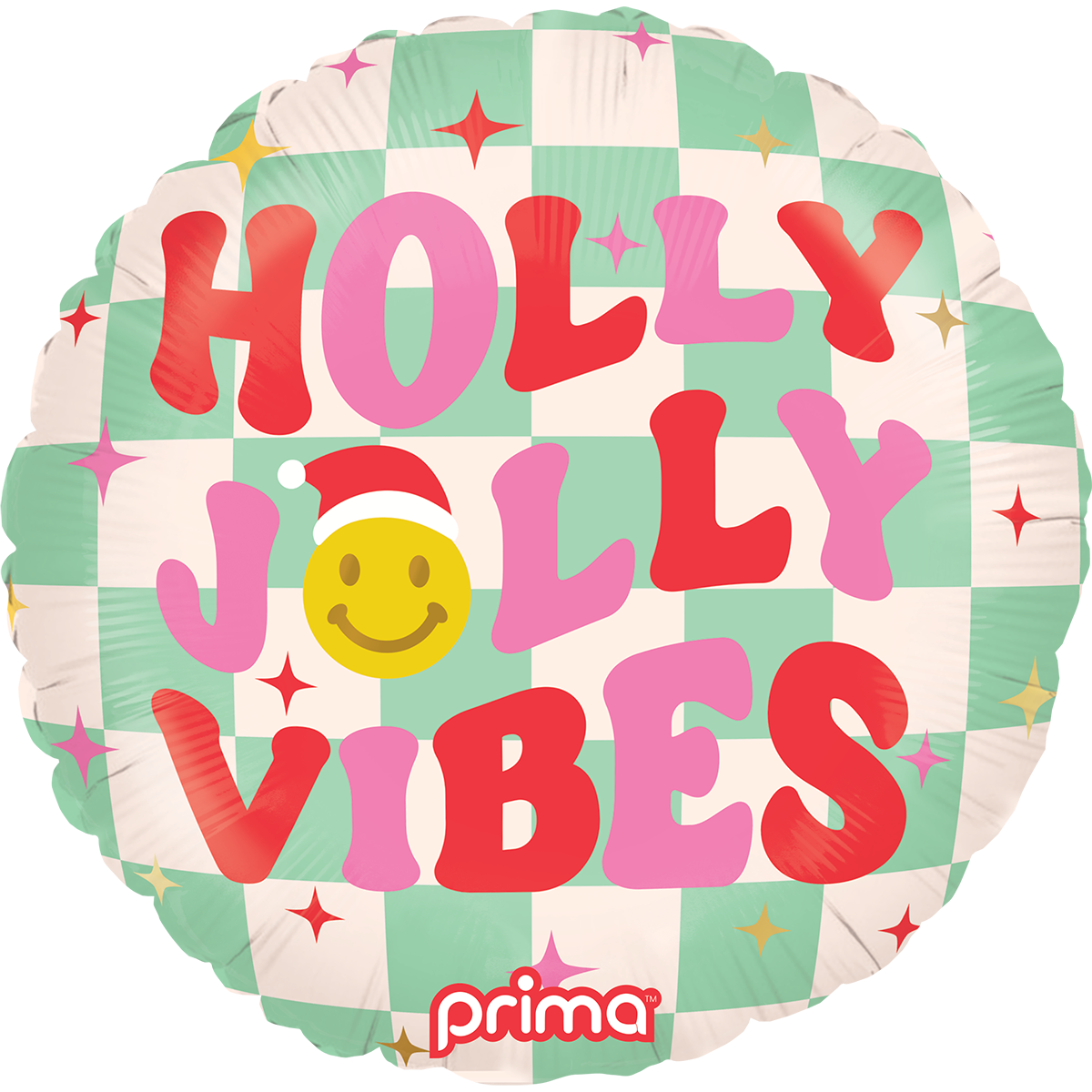 18" Round Holly Jolly Vibes Checker