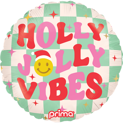 18" Round Holly Jolly Vibes Checker