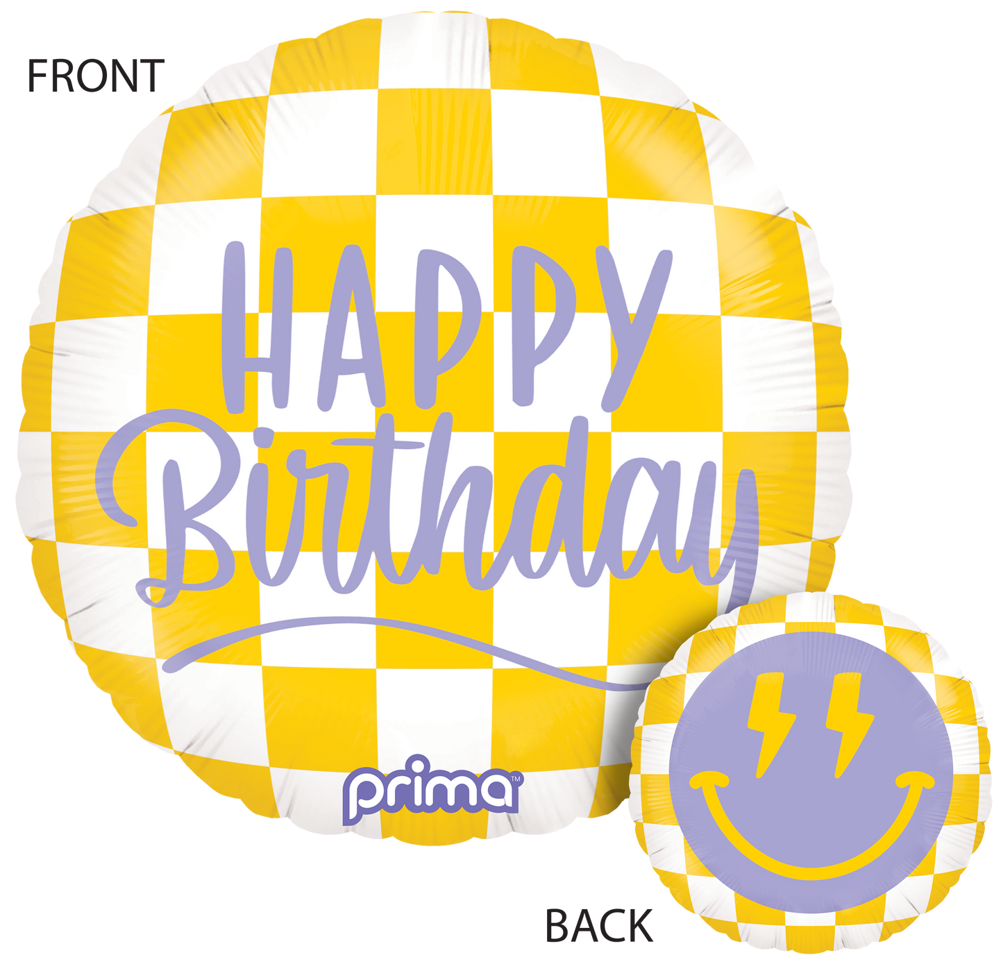 18" Round Happy Face Checker Birthday