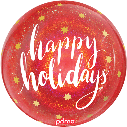 20" Happy Holidays Red Glitter Sphere